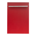 ZLINE 18 in. Compact Red Matte Top Control Built-In Dishwasher with Stainless Steel Tub and Modern Style Handle, 52dBa (DW-RM-H-18)