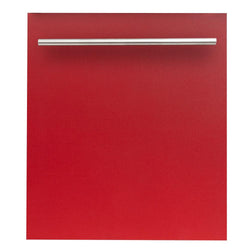 ZLINE 24 in. Top Control Dishwasher with Red Matte Panel and Modern Style Handle, 52dBa (DW-RM-H-24)