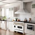 ZLINE Autograph Edition 48 in. 6.0 cu. ft. Legacy Dual Fuel Range with 7 Burner Gas Cooktop and 2 Electric Ovens in Satin Stainless Steel with White Matte Doors and Polished Gold Accents, Open Box-Great Condition