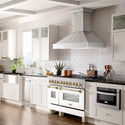 ZLINE Autograph Edition 48 in. 6.0 cu. ft. Legacy Dual Fuel Range with 7 Burner Gas Cooktop and 2 Electric Ovens in Stainless Steel with White Matte Doors and Polished Gold Accents, Open Box-Good Condition