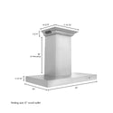 36" ZLINE CrownSound™Ducted Vent Wall Mount Range Hood in Stainless Steel with Built-in Bluetooth Speakers (KECRN-BT-36)