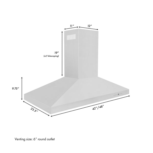 ZLINE 48" Convertible Island Mount Range Hood in Stainless Steel (KL3i-48)