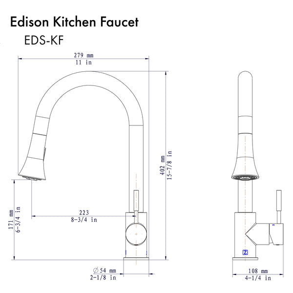 ZLINE Edison Kitchen Faucet in Matte Black (EDS-KF-MB)