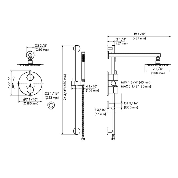 ZLINE Emerald Bay Thermostatic Shower System in Brushed Nickel (EMBY-SHS-T2-BN)