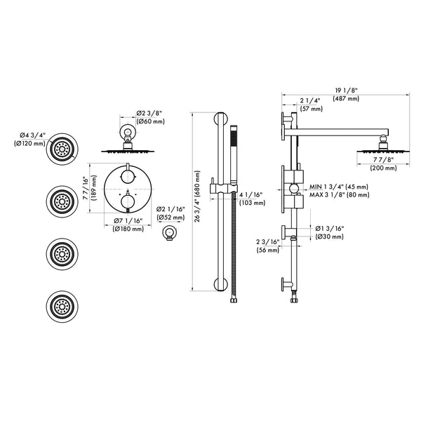 ZLINE Emerald Bay Thermostatic Shower System with Body Jets in Chrome (EMBY-SHS-T3-CH)