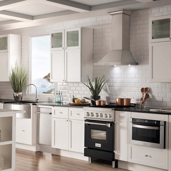 ZLINE 24 in. 2.8 cu. ft. Legacy Induction Range with 4 Element Cooktop and Electric Oven in Stainless Steel and Black Matte Door, Open Box-Good Condition