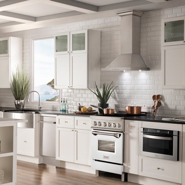 ZLINE 24 in. 2.8 cu. ft. Legacy Induction Range with 4 Element Cooktop and Electric Oven in Stainless Steel and White Matte Door, Open Box-Good Condition
