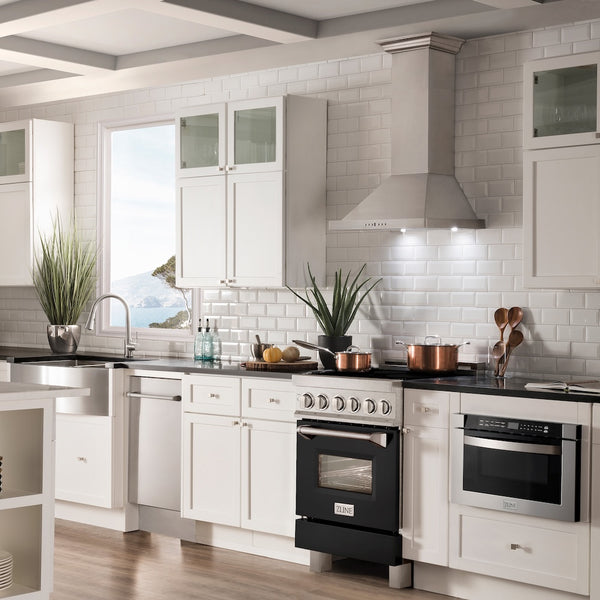ZLINE 24 in. 2.8 cu. ft. Legacy Induction Range with 4 Element Cooktop and Electric Oven in Satin Stainless Steel and Black Matte Door, Open Box-Great Condition
