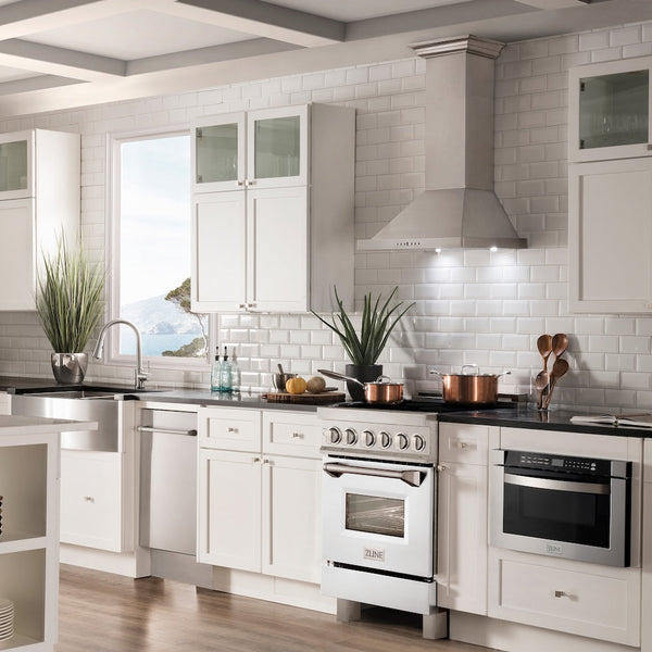 ZLINE 24 in. 2.8 cu. ft. Legacy Induction Range with 4 Element Cooktop and Electric Oven in Satin Stainless Steel and White Matte Door, Open Box-Good Condition