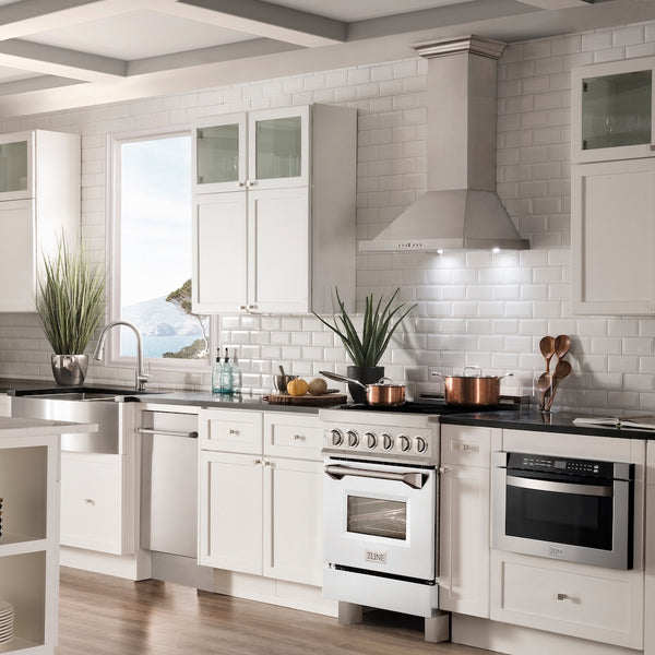 ZLINE 24 in. 2.8 cu. ft. Legacy Induction Range with 4 Element Cooktop and Electric Oven in Satin Stainless Steel and White Matte Door, Open Box-Great Condition