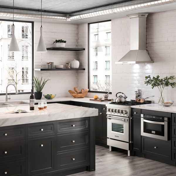 ZLINE 24 in. 2.8 cu. ft. Legacy Dual Fuel Range with 4 Burner Gas Cooktop and Electric Convection Oven in Stainless Steel, Open Box-Great Condition