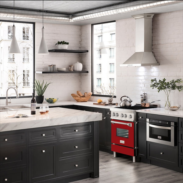 ZLINE 24 in. 2.8 cu. ft. Legacy Induction Range with 4 Element Cooktop and Electric Oven in Stainless Steel and Red Gloss Door, Open Box-Great Condition