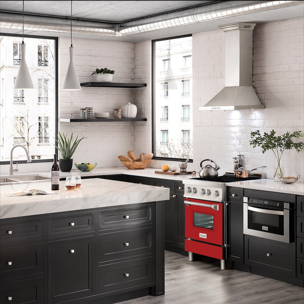 ZLINE 24 in. 2.8 cu. ft. Legacy Induction Range with 4 Element Cooktop and Electric Oven in Stainless Steel and Red Matte Door, Open Box-Great Condition