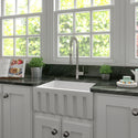 ZLINE 24 in. Venice Farmhouse Apron Front Reversible Single Bowl Fireclay Kitchen Sink with Bottom Grid in White Matte (FRC5120-WM-24)