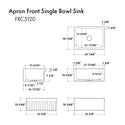 ZLINE 24 in. Venice Farmhouse Apron Front Reversible Single Bowl Fireclay Kitchen Sink with Bottom Grid in White Gloss (FRC5120-WH-24)