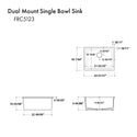 ZLINE 24 in. Rome Dual Mount Single Bowl Fireclay Kitchen Sink with Bottom Grid in White Matte (FRC5123-WM-24)