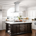 48" ZLINE CrownSound™Ducted Vent Island Mount Range Hood in Stainless Steel with Built-in Bluetooth Speakers (GL2iCRN-BT-48)