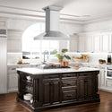 36" ZLINE CrownSound™Ducted Vent Island Mount Range Hood in Stainless Steel with Built-in Bluetooth Speakers (KL3iCRN-BT-36)