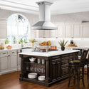 36 in. ZLINE CrownSound™ Ducted Vent Island Mount Range Hood in Stainless Steel with Built-in Bluetooth Speakers (597iCRN-BT-36)