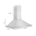 ZLINE 30" Convertible Wall Mount Range Hood in Stainless Steel with Set of 2 Charcoal Filters, LED lighting and Dishwasher-Safe Baffle Filters (KB-CF-30)