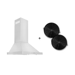 ZLINE 24" Convertible Wall Mount Range Hood in Stainless Steel with Set of 2 Charcoal Filters, LED lighting and Dishwasher-Safe Baffle Filters (KB-CF-24)