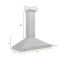ZLINE Autograph Edition 48 in. Convertible Satin Stainless Steel Wall Mount Range Hood with Polished Gold Handle (KB4SNZ-48-G)