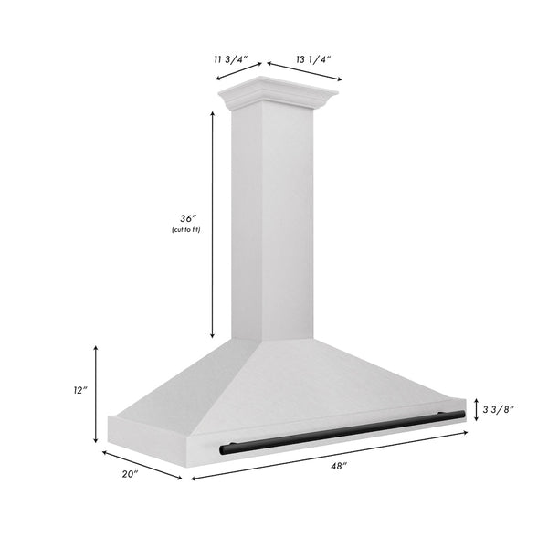 ZLINE Autograph Edition 48 in. Convertible Satin Stainless Steel Wall Mount Range Hood with Matte Black Handle (KB4SNZ-48-MB)