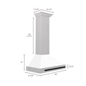 ZLINE 30 in. Autograph Edition Convertible Fingerprint Resistant Satin Stainless Steel Range Hood with White Matte Shell and Matte Black Handle (KB4SNZ-WM30-MB)