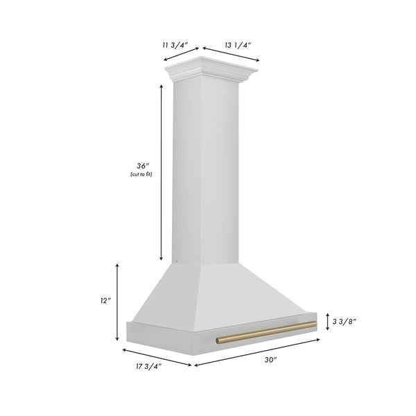 ZLINE 30 in. Autograph Edition Convertible Stainless Steel Range Hood with Stainless Steel Shell and Champagne Bronze Accents (KB4STZ-30-CB)