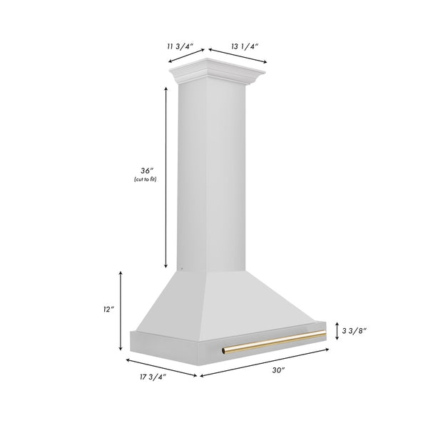 ZLINE 30 in. Autograph Edition Convertible Stainless Steel Range Hood with Stainless Steel Shell and Polished Gold Accents (KB4STZ-30-G)