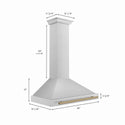 ZLINE 36 in. Autograph Edition Convertible Stainless Steel Range Hood with Stainless Steel Shell and Champagne Bronze Accents (KB4STZ-36-CB)