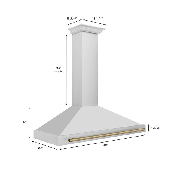 ZLINE 48 in. Autograph Edition Convertible Stainless Steel Range Hood with Stainless Steel Shell and Champagne Bronze Accents (KB4STZ-48-CB)