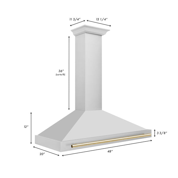 ZLINE 48 in. Autograph Edition Convertible Stainless Steel Range Hood with Stainless Steel Shell and Polished Gold Accents (KB4STZ-48-G)