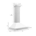 ZLINE 36 in. Convertible Stainless Steel Range Hood with White Matte Shell and Stainless Steel Handle (KB4STX-WM-36)