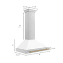 ZLINE 36 in. Autograph Edition Convertible Stainless Steel Range Hood with White Matte Shell and Champagne Bronze Accents (KB4STZ-WM36-CB)