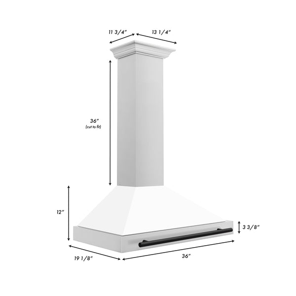 ZLINE 36 in. Autograph Edition Convertible Stainless Steel Range Hood with White Matte Shell (KB4STZ-WM36)