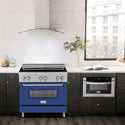ZLINE 36 in. 4.6 cu. ft. Legacy Induction Range with 5 Element Cooktop and Electric Oven in Stainless Steel and Blue Matte Door, Open Box-Great Condition