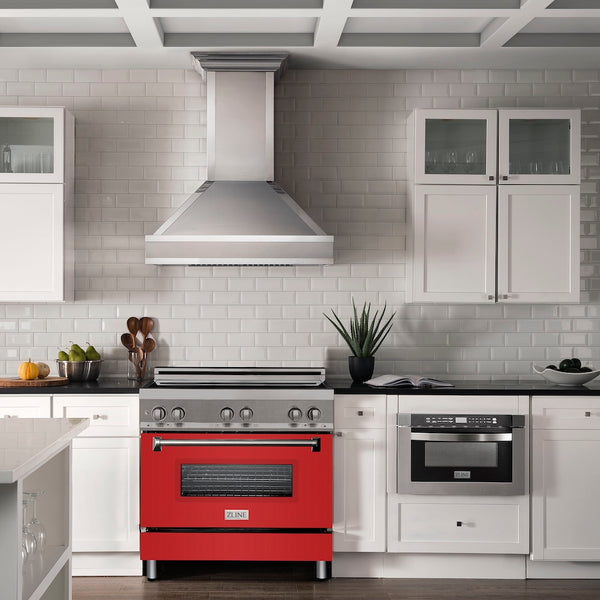 ZLINE 36 in. 4.6 cu. ft. Legacy Induction Range with 5 Element Cooktop and Electric Oven in Stainless Steel and Red Matte Door, Open Box-Great Condition