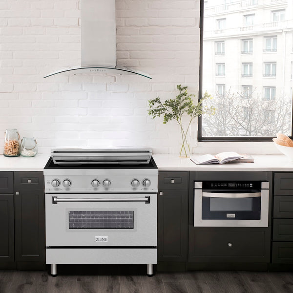 ZLINE 36 in. 4.6 cu. ft. Legacy Induction Range with 5 Element Cooktop and Electric Oven in Stainless Steel with Satin Stainless Steel, Open Box-Great Condition