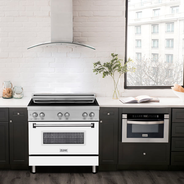 ZLINE 36" 4.6 cu. ft. Induction Range in DuraSnow with a 4 Element Stove and Electric Oven (RAINDS-36)