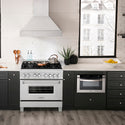 ZLINE 36 in. 4.6 cu. ft. Legacy Dual Fuel Range with 6 Burner Gas Cooktop and Electric Convection Oven in Satin Stainless Steel, Open Box-Great Condition