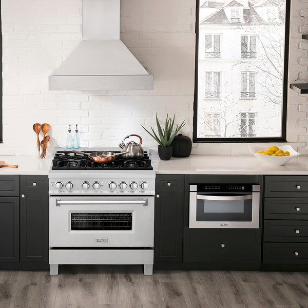 ZLINE 36 in. 4.6 cu. ft. Legacy Dual Fuel Range with 6 Burner Gas Cooktop and Electric Convection Oven in Satin Stainless Steel, Open Box-Great Condition