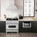 ZLINE 36 in. 4.6 cu. ft. Legacy Dual Fuel Range with 6 Burner Gas Cooktop and Electric Convection Oven in Satin Stainless Steel, Open Box-Good Condition