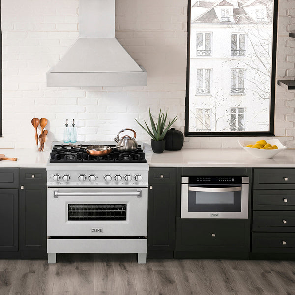 ZLINE 36 in. 4.6 cu. ft. Legacy Dual Fuel Range with 6 Burner Gas Cooktop and Electric Convection Oven in Satin Stainless Steel, Open Box-Good Condition