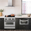 ZLINE Autograph Edition 30 in. 4.0 cu. ft. Legacy Dual Fuel Range with 4 Burner Gas Cooktop and Electric Convection Oven in Satin Stainless Steel and Matte Black Accents, Open Box-Good Condition