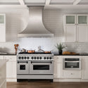 ZLINE Autograph Edition 48 in. 6.0 cu. ft. Legacy Dual Fuel Range with 7 Burner Gas Cooktop and 2 Electric Ovens in Satin Stainless Steel and Matte Black Accents, Open Box-Great Condition