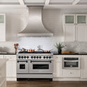 ZLINE Autograph Edition 48 in. 6.0 cu. ft. Legacy Dual Fuel Range with 7 Burner Gas Cooktop and 2 Electric Ovens in Satin Stainless Steel and Matte Black Accents, Open Box-Good Condition