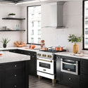 ZLINE Autograph Edition 30 in. 4.0 cu. ft. Legacy Dual Fuel Range with 4 Burner Gas Cooktop and Electric Convection Oven in Satin Stainless Steel with White Matte Door and Champagne Bronze Accents, Open Box-Good Condition