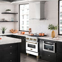 ZLINE Autograph Edition 30 in. 4.0 cu. ft. Legacy Dual Fuel Range with 4 Burner Gas Cooktop and Electric Convection Oven in Satin Stainless Steel with White Matte Door and Champagne Bronze Accents, Open Box-Great Condition