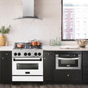 ZLINE Autograph Edition 30 in. 4.0 cu. ft. Legacy Dual Fuel Range with 4 Burner Gas Cooktop and Electric Convection Oven in Satin Stainless Steel with White Matte Door and Matte Black Accents, Open Box-Good Condition